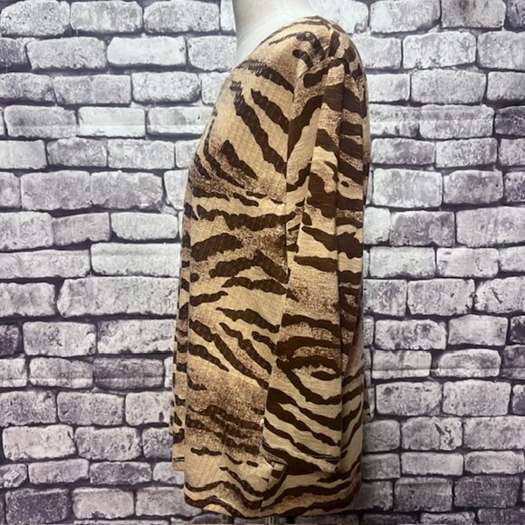 Alfred Dunner Brown & Beige Notched V-Neck Blouse Size 1X - Picture 3 of 7